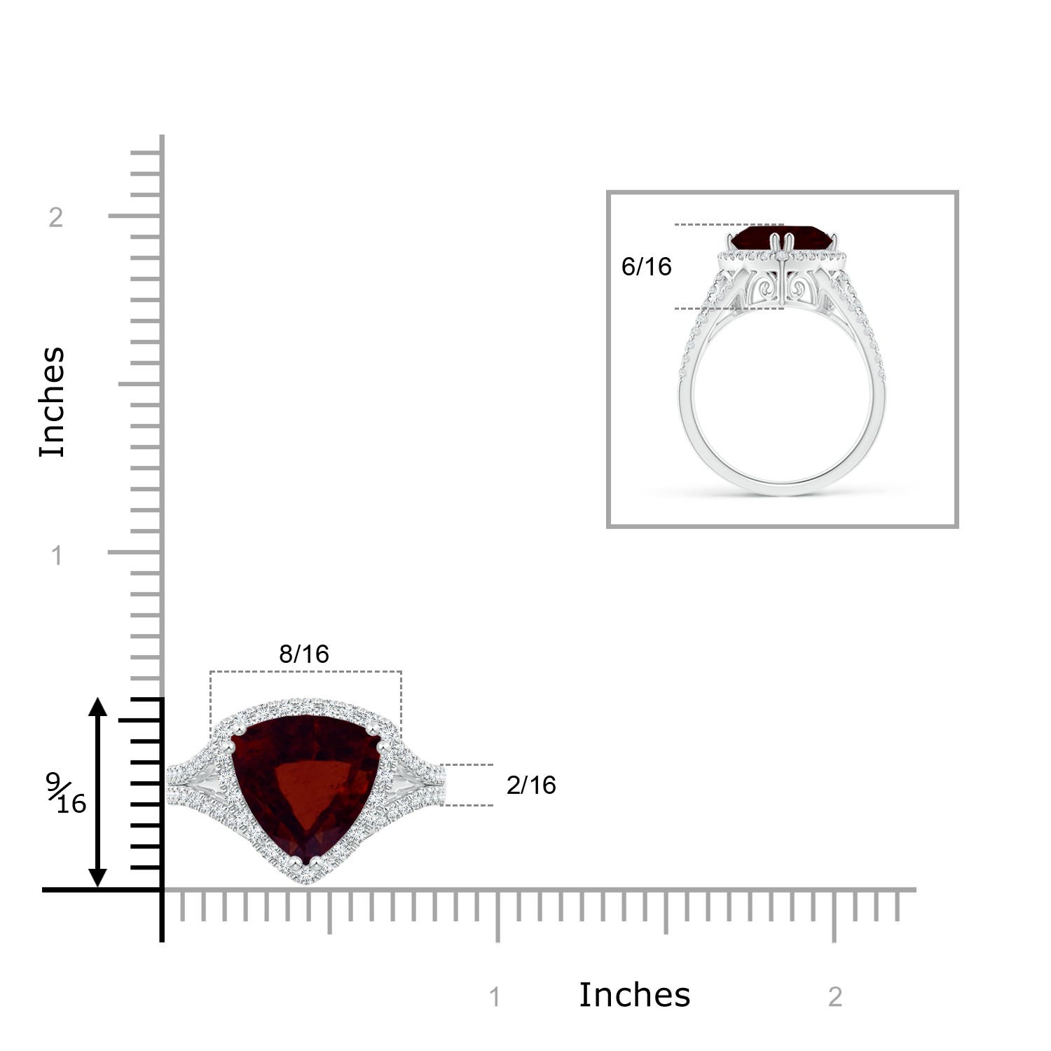 A - Garnet / 3.56 CT / 14 KT White Gold