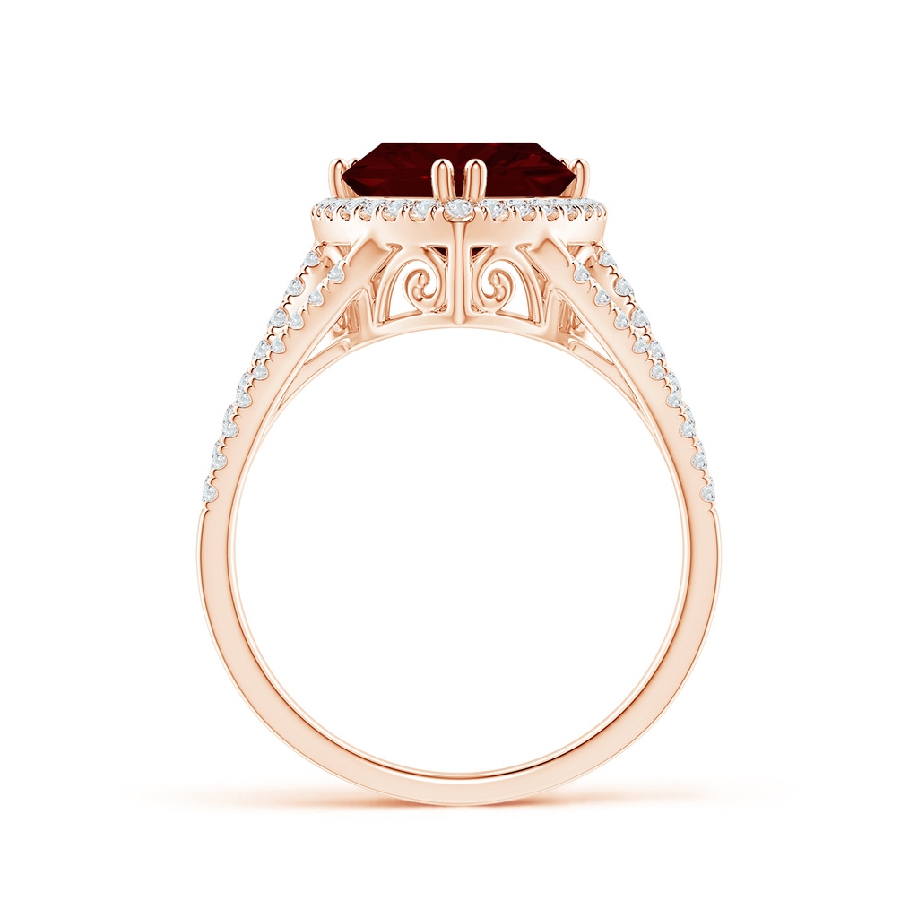 9mm AAA Trillion Garnet Cocktail Ring with Diamond Accents in Rose Gold Product Image