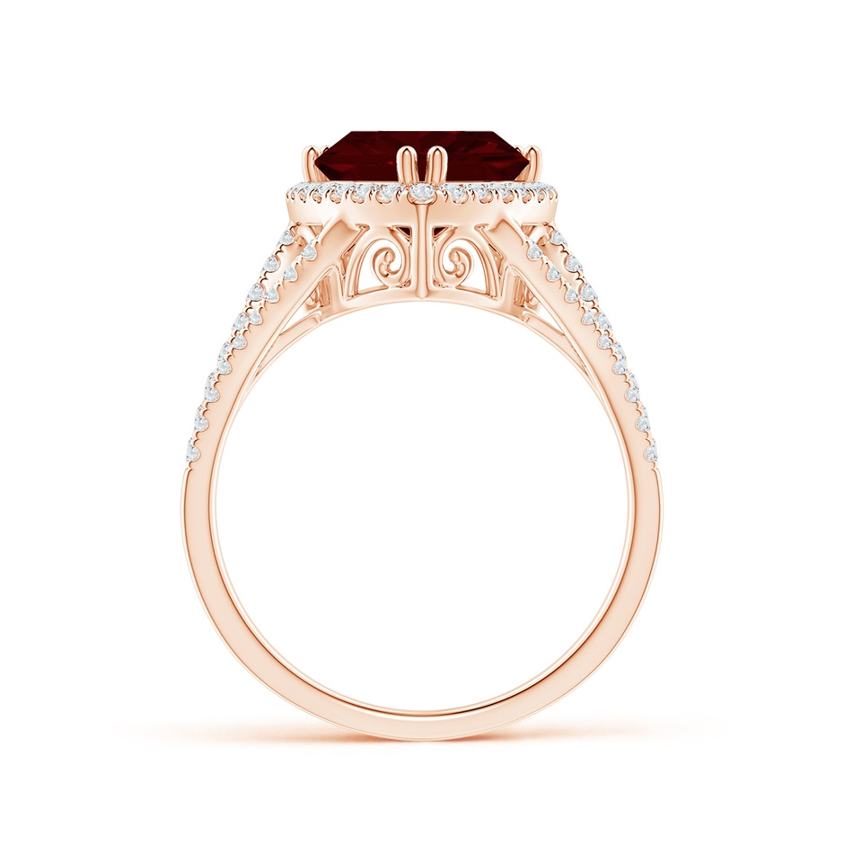 9mm AAA Trillion Garnet Cocktail Ring with Diamond Accents in Rose Gold product image