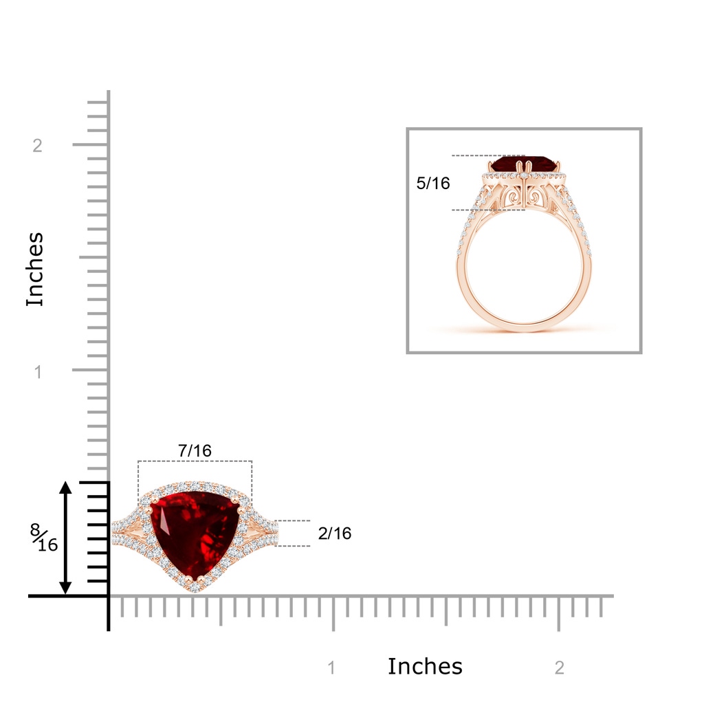 9mm AAA Trillion Garnet Cocktail Ring with Diamond Accents in Rose Gold Product Image