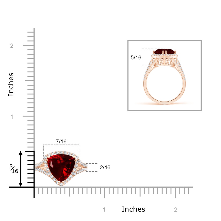 9mm AAA Trillion Garnet Cocktail Ring with Diamond Accents in Rose Gold product image