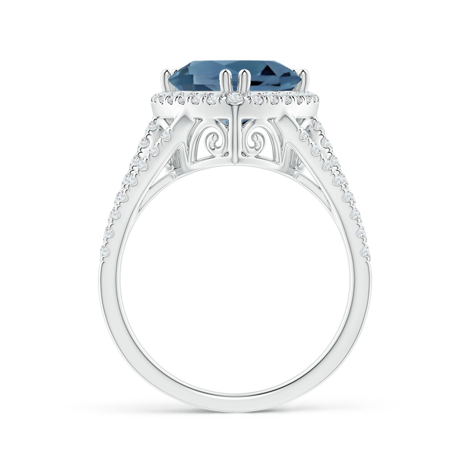 A - London Blue Topaz / 4.36 CT / 14 KT White Gold