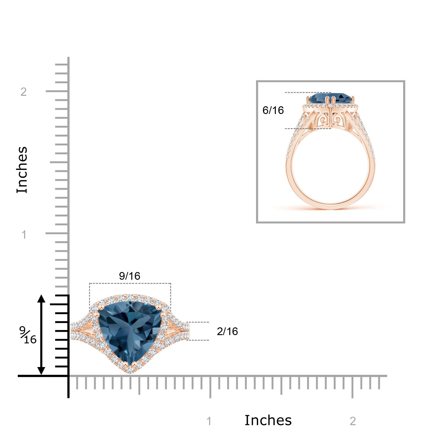 A - London Blue Topaz / 6.07 CT / 14 KT Rose Gold