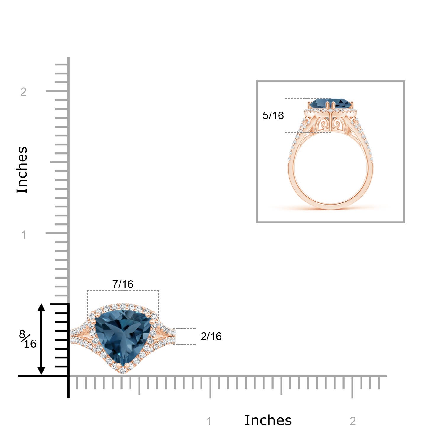 A - London Blue Topaz / 3.16 CT / 14 KT Rose Gold