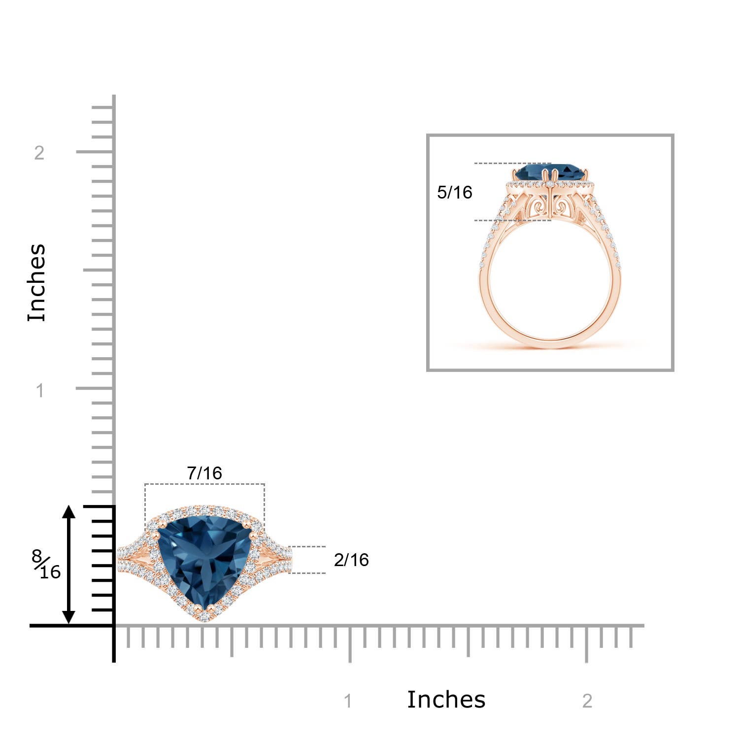 AA - London Blue Topaz / 3.16 CT / 14 KT Rose Gold