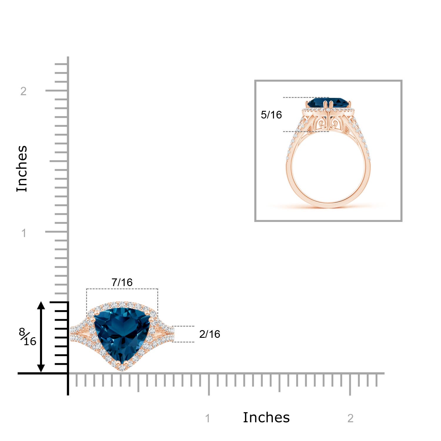 AAAA - London Blue Topaz / 3.16 CT / 14 KT Rose Gold