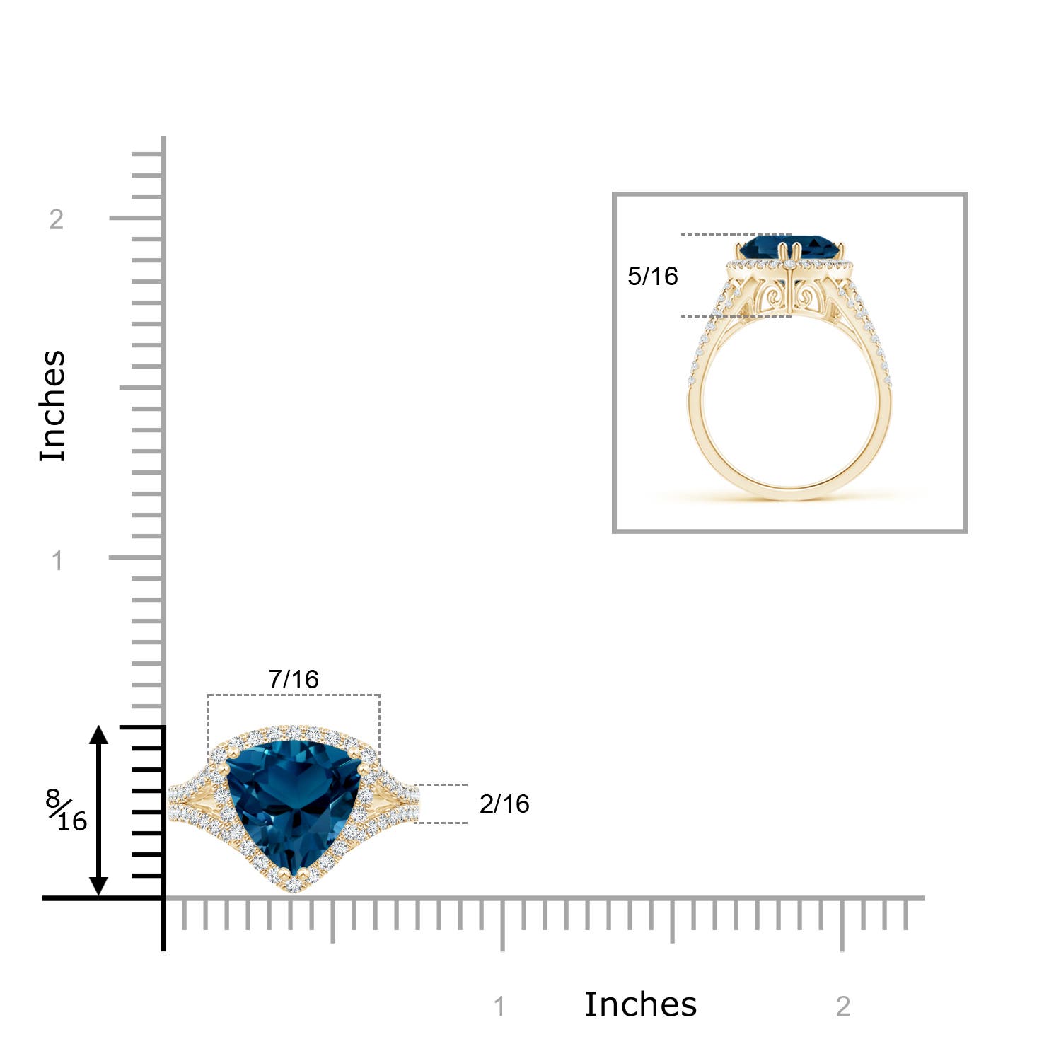 AAAA - London Blue Topaz / 3.16 CT / 14 KT Yellow Gold