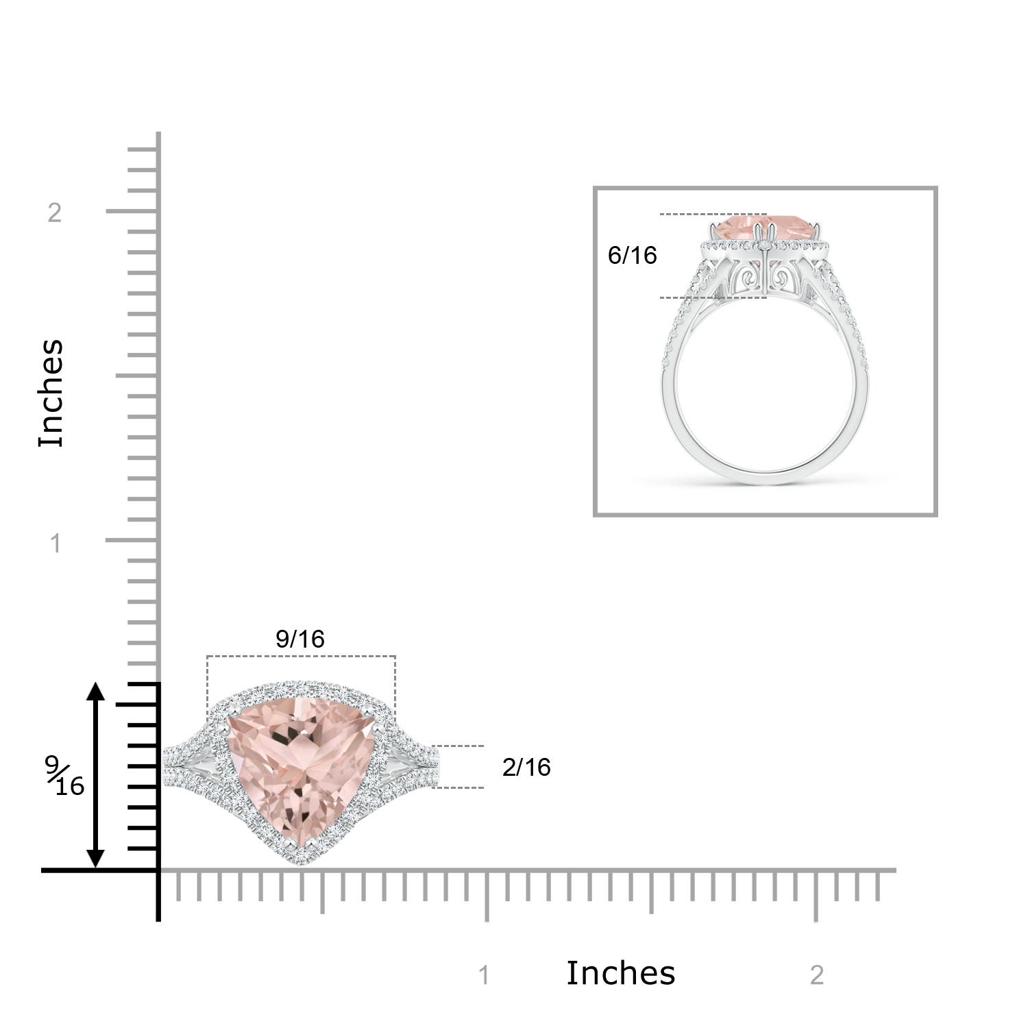 A - Morganite / 3.47 CT / 14 KT White Gold