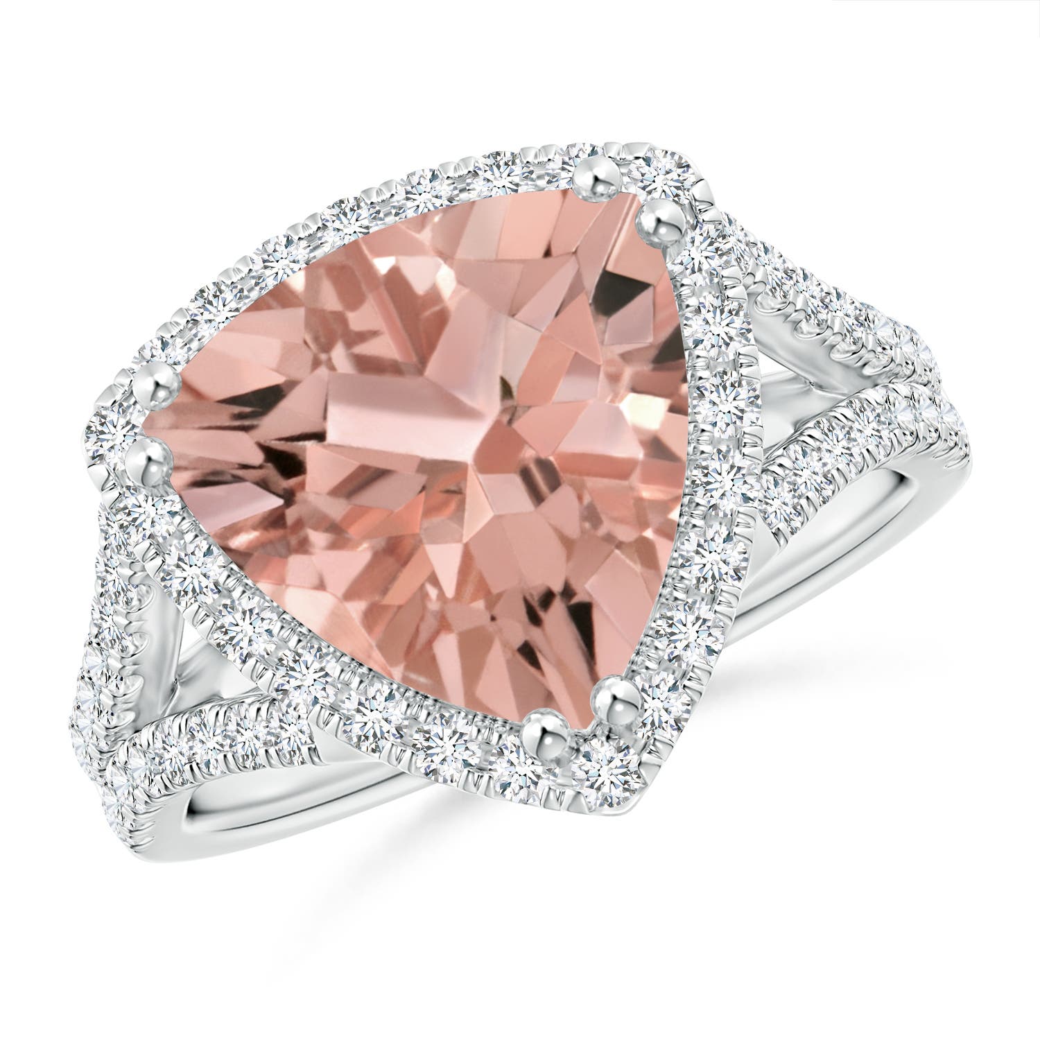 AAAA - Morganite / 3.47 CT / 14 KT White Gold