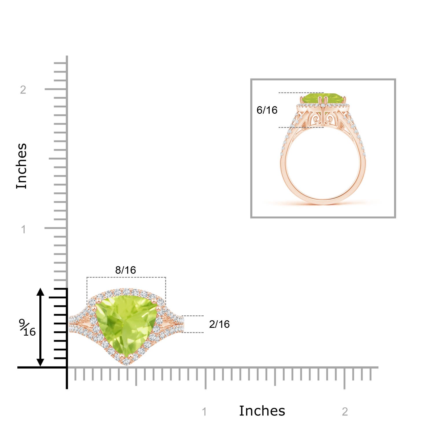 A - Peridot / 3.36 CT / 14 KT Rose Gold