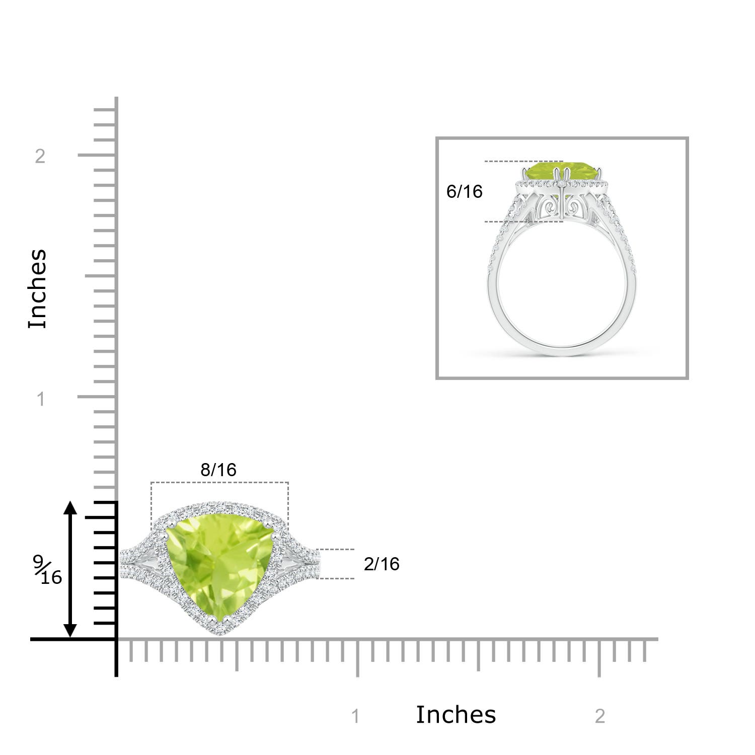 A - Peridot / 3.36 CT / 14 KT White Gold