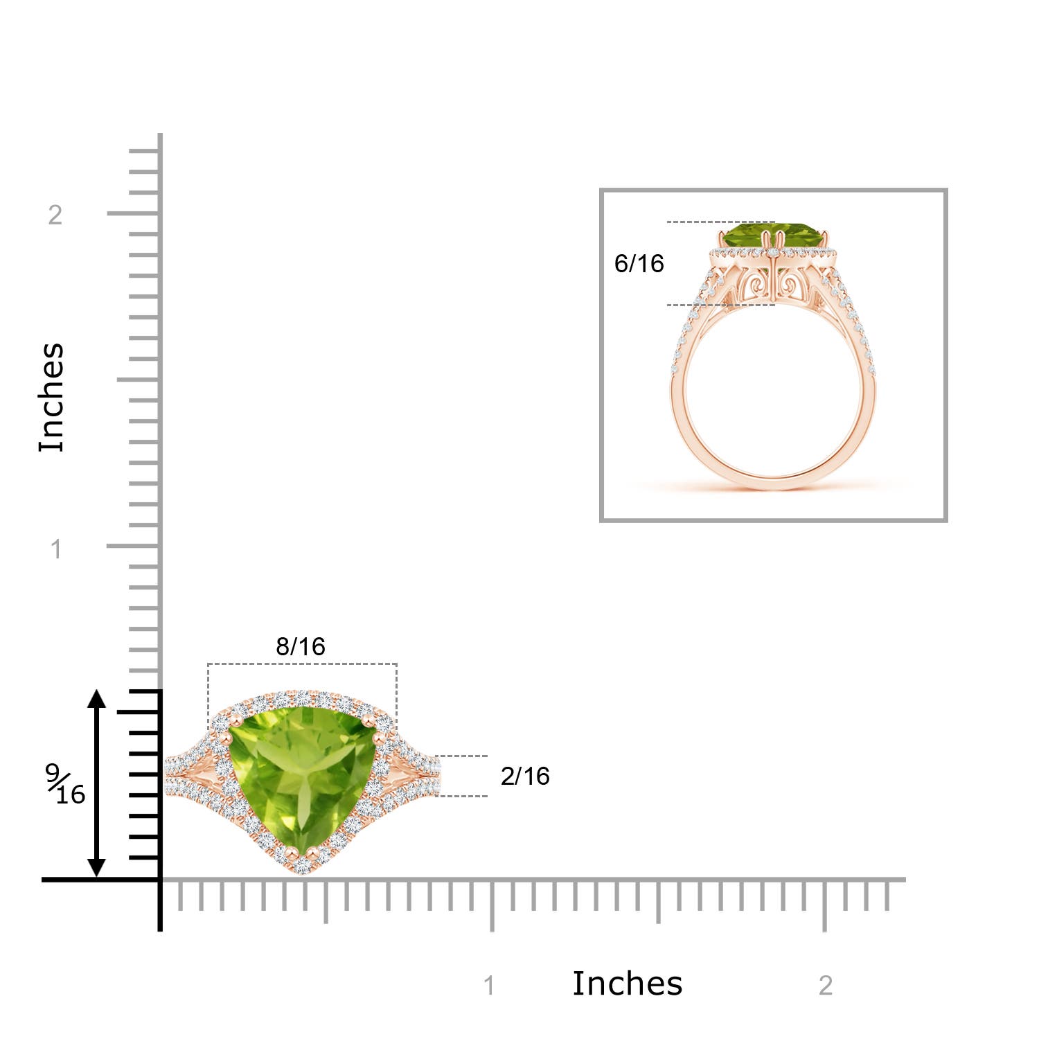 AAA - Peridot / 3.36 CT / 14 KT Rose Gold