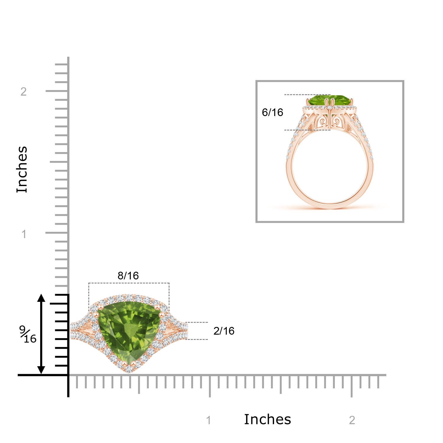 AAAA - Peridot / 3.36 CT / 14 KT Rose Gold