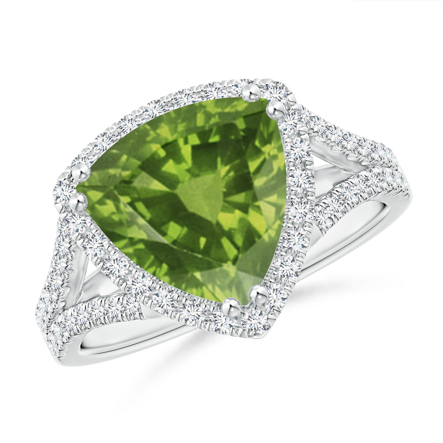 AAAA - Peridot / 3.36 CT / 14 KT White Gold