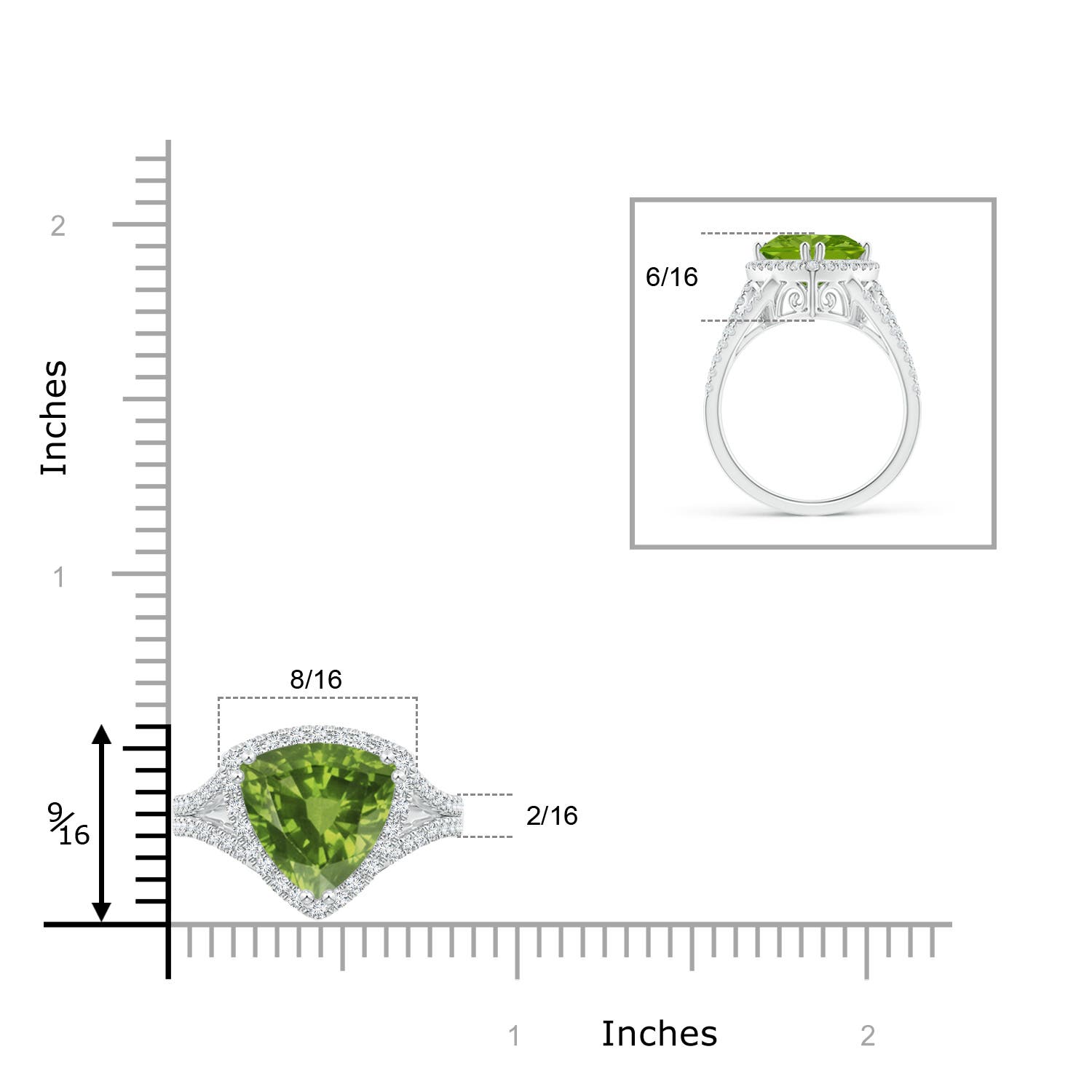 AAAA - Peridot / 3.36 CT / 14 KT White Gold