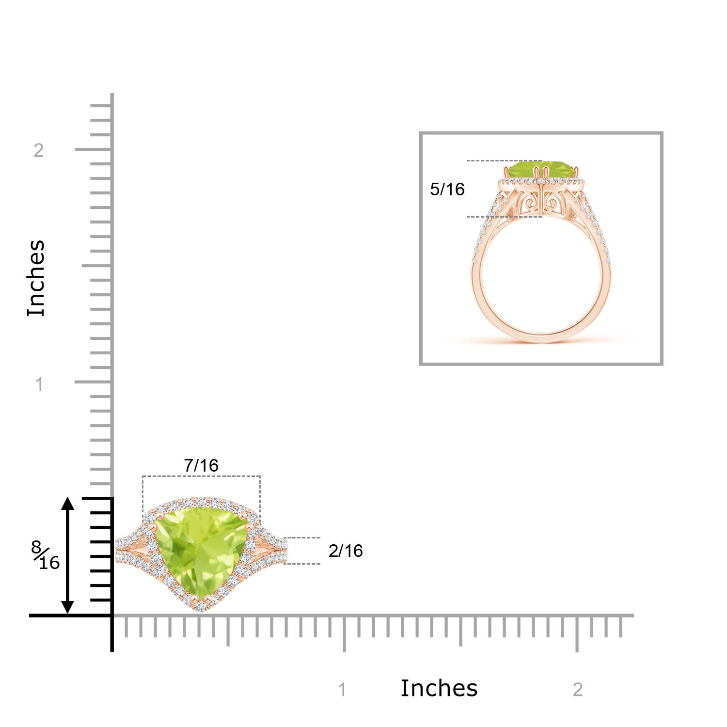 A - Peridot / 3.06 CT / 14 KT Rose Gold