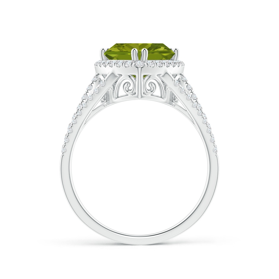 9mm AAA Trillion Peridot Cocktail Ring with Diamond Accents in White Gold product image