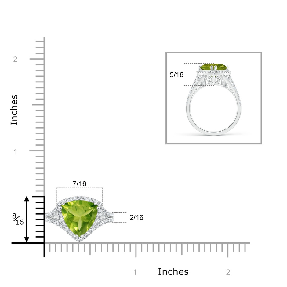 9mm AAA Trillion Peridot Cocktail Ring with Diamond Accents in White Gold product image