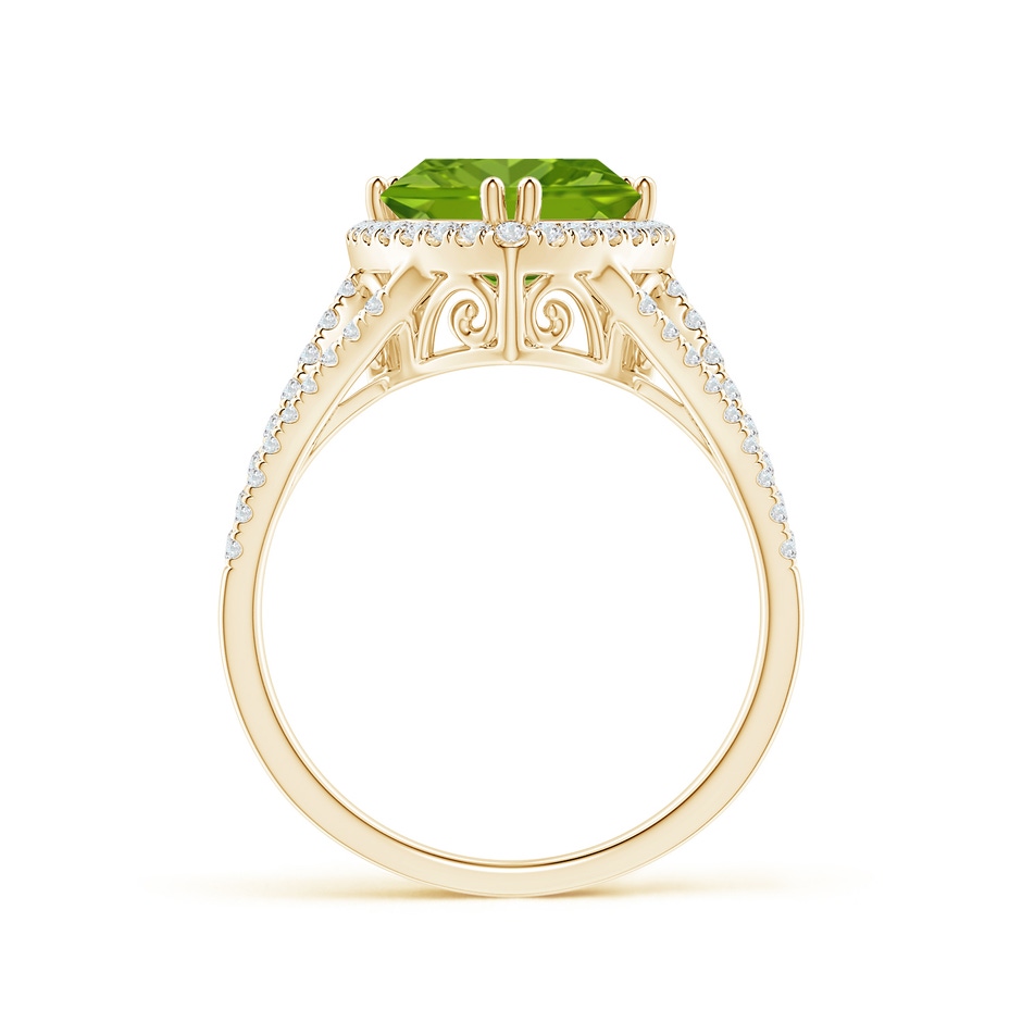 9mm AAAA Trillion Peridot Cocktail Ring with Diamond Accents in Yellow Gold product image