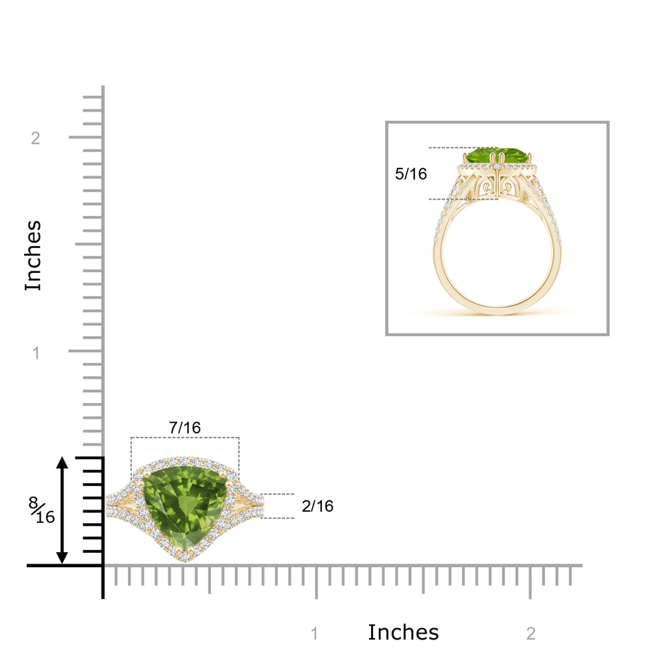 9mm AAAA Trillion Peridot Cocktail Ring with Diamond Accents in Yellow Gold product image