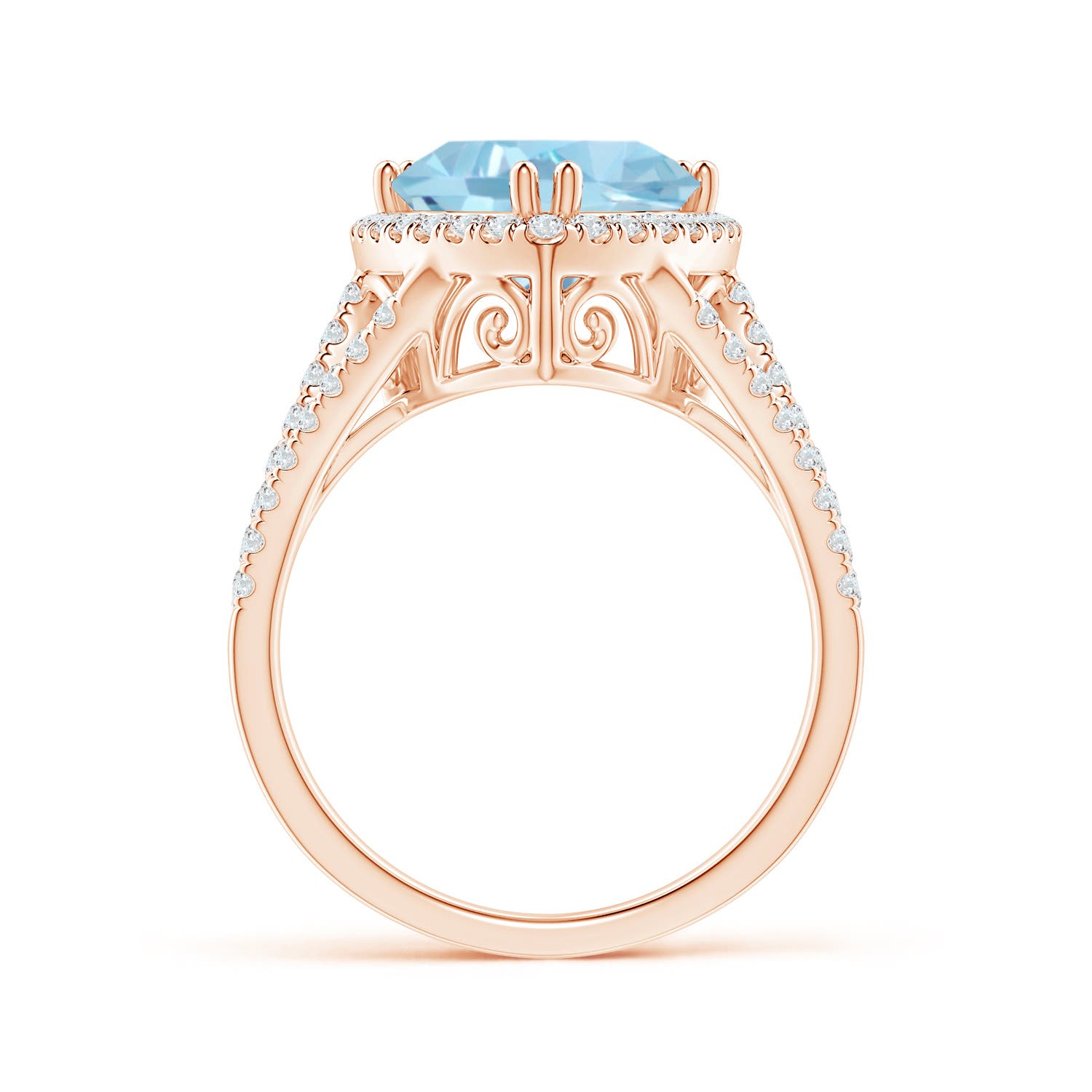 A - Swiss Blue Topaz / 4.36 CT / 14 KT Rose Gold