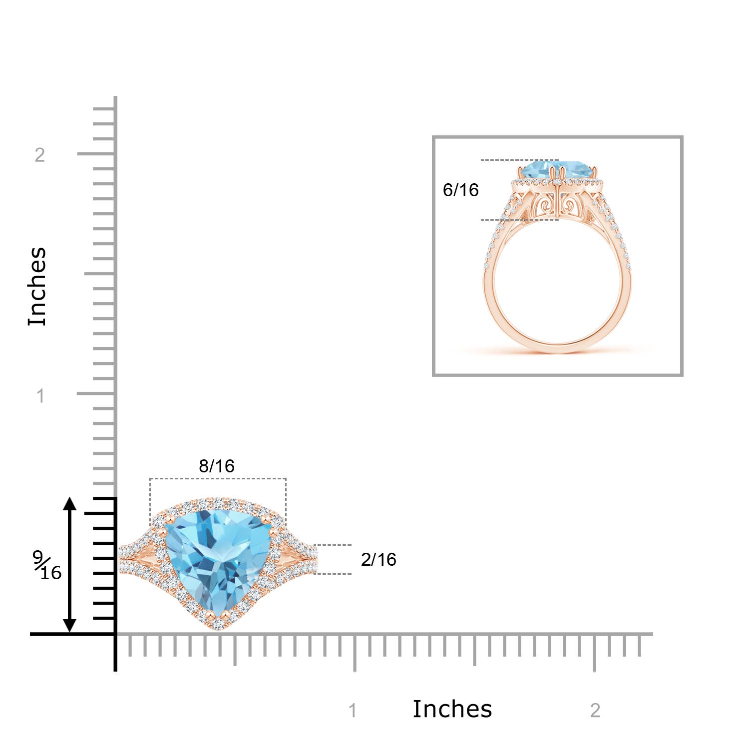 A - Swiss Blue Topaz / 4.36 CT / 14 KT Rose Gold