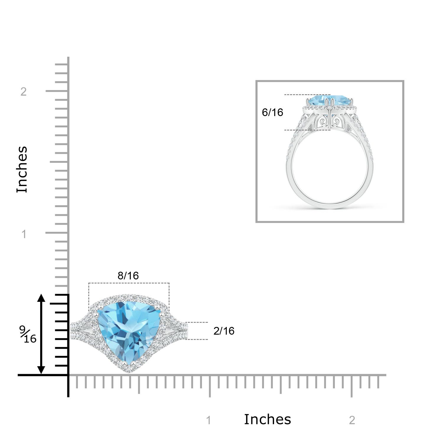 A - Swiss Blue Topaz / 4.36 CT / 14 KT White Gold