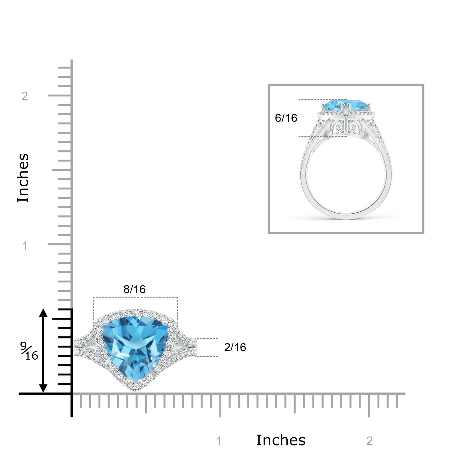 AA - Swiss Blue Topaz / 4.36 CT / 14 KT White Gold