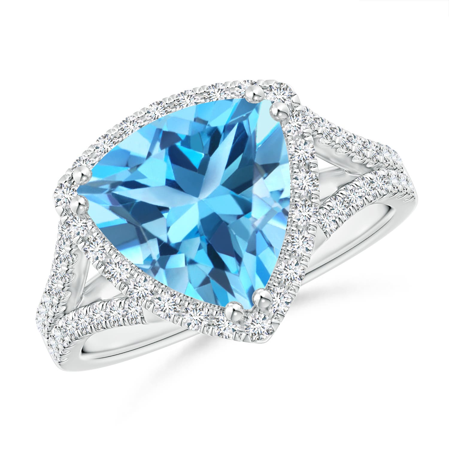 AAA - Swiss Blue Topaz / 4.36 CT / 14 KT White Gold