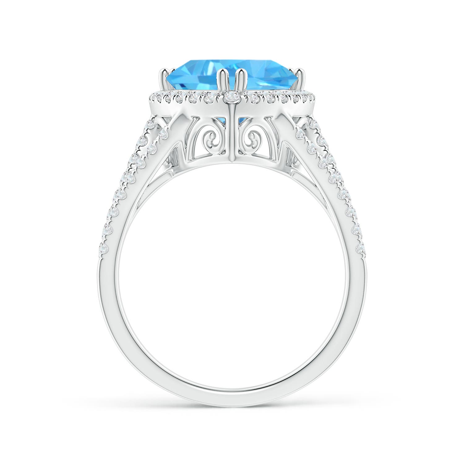 AAA - Swiss Blue Topaz / 4.36 CT / 14 KT White Gold