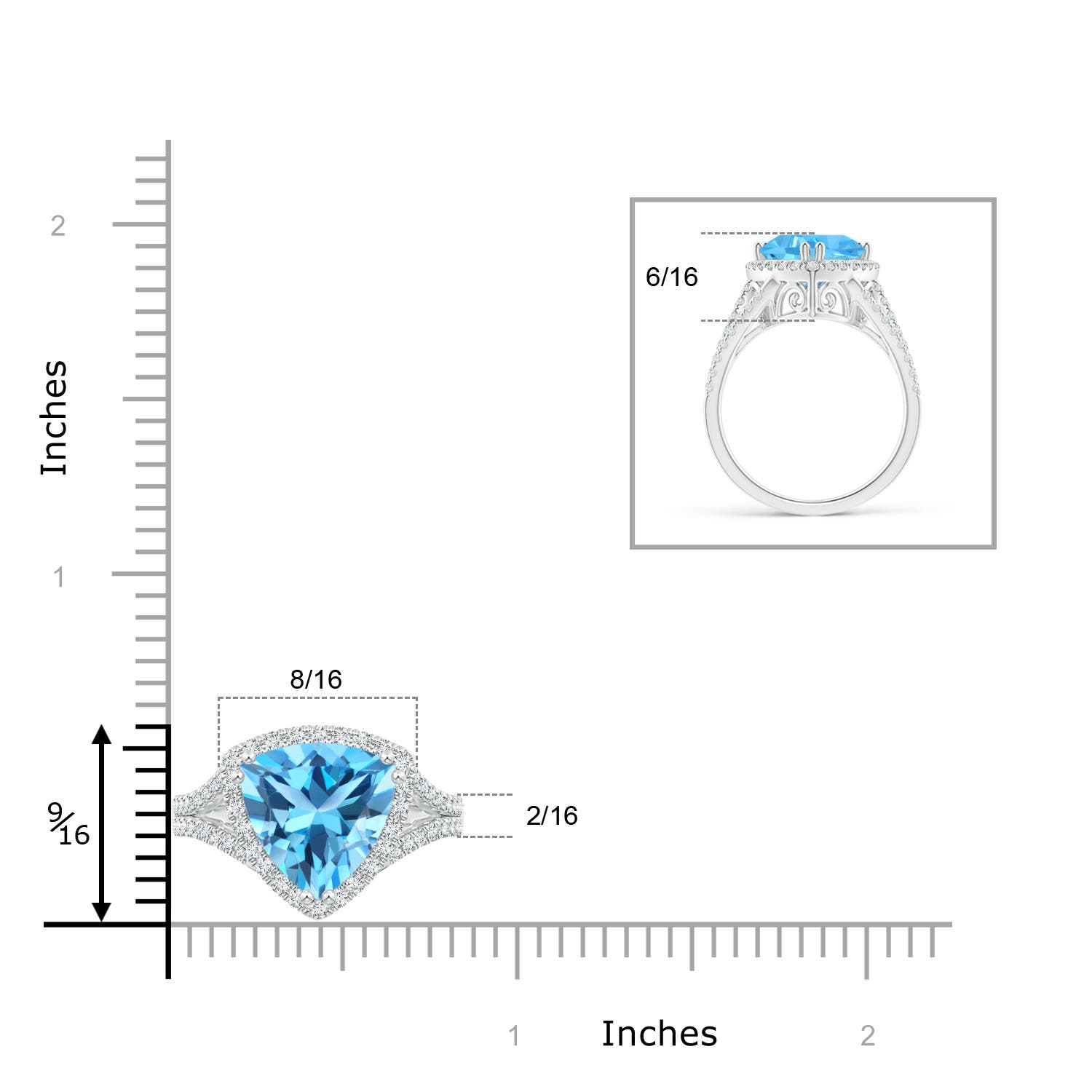 AAA - Swiss Blue Topaz / 4.36 CT / 14 KT White Gold