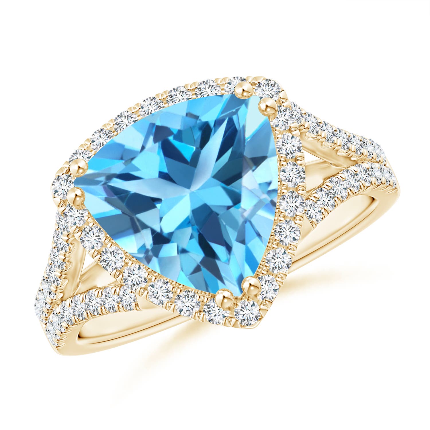 AAA - Swiss Blue Topaz / 4.36 CT / 14 KT Yellow Gold