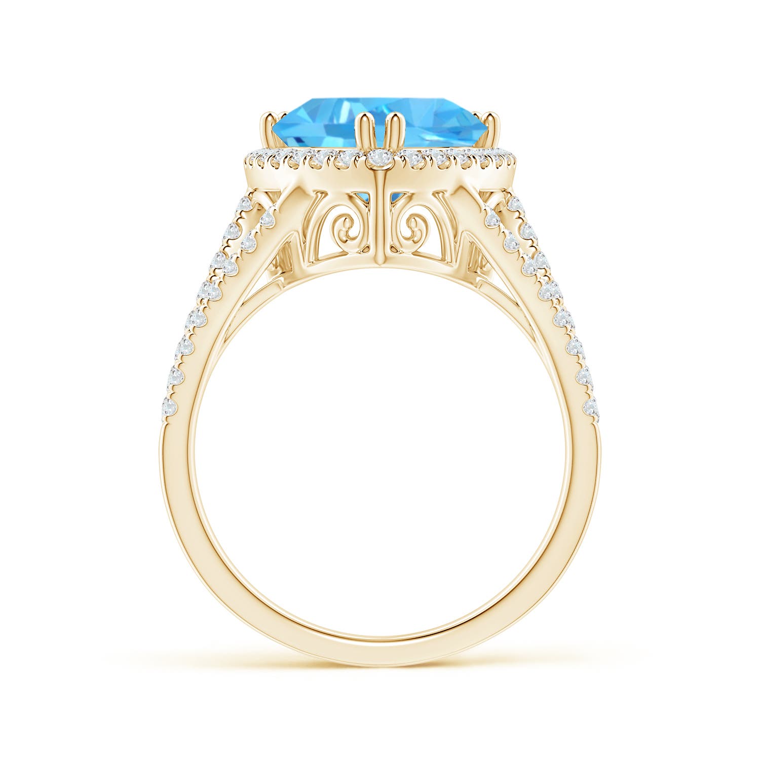 AAA - Swiss Blue Topaz / 4.36 CT / 14 KT Yellow Gold