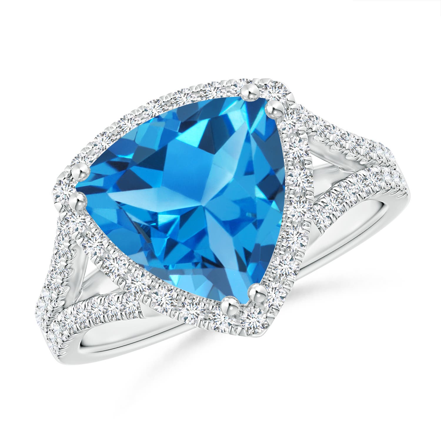 AAAA - Swiss Blue Topaz / 4.36 CT / 14 KT White Gold