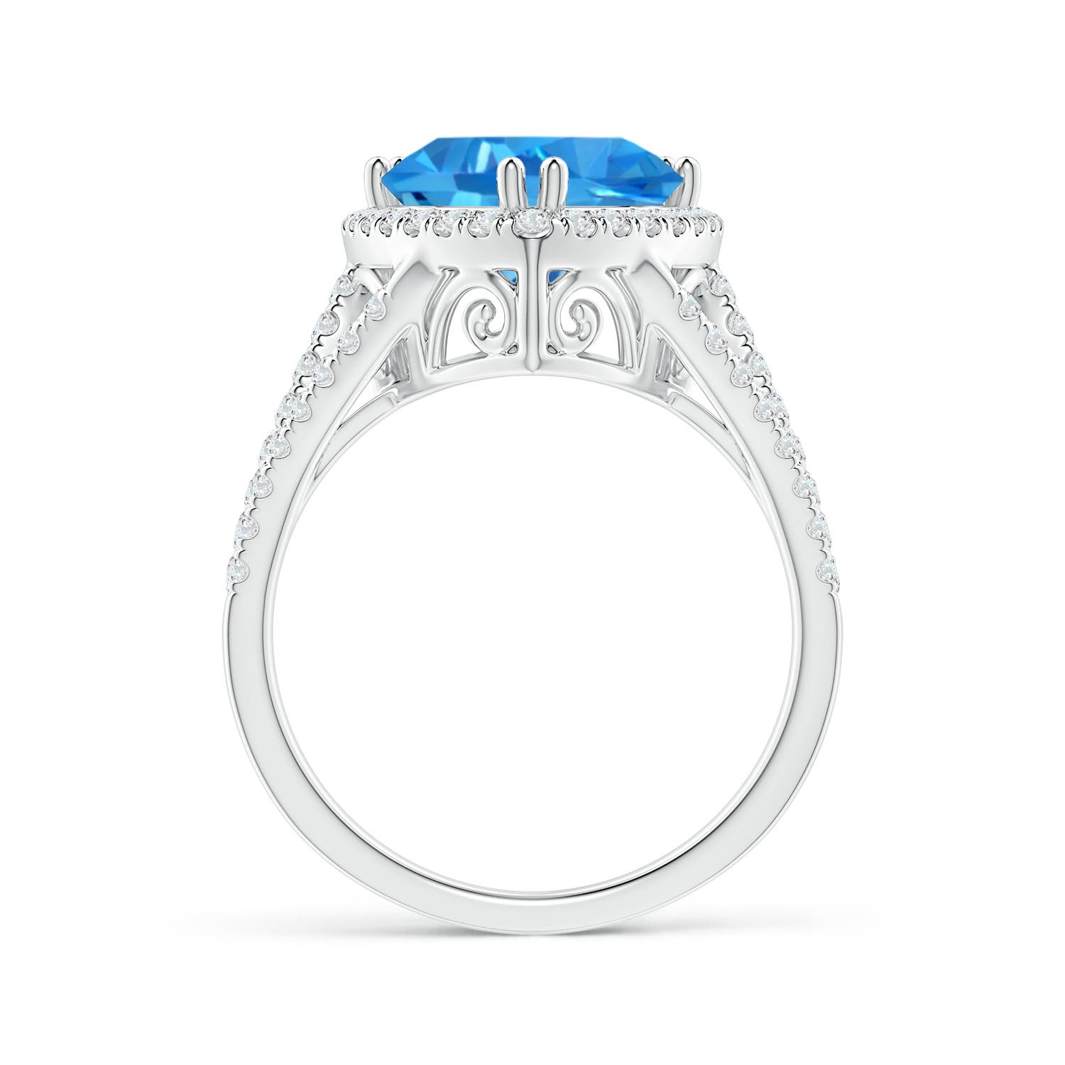 AAAA - Swiss Blue Topaz / 4.36 CT / 14 KT White Gold