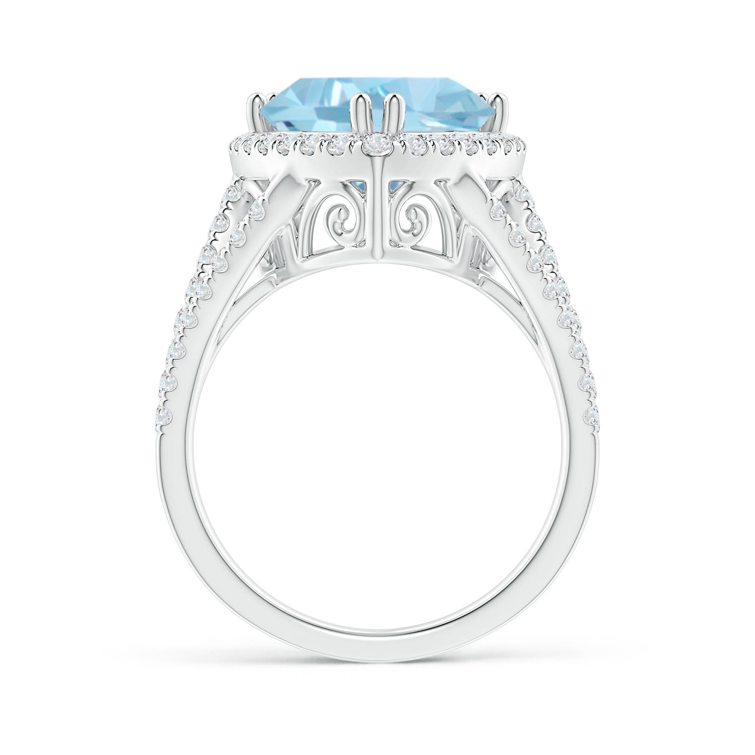 A - Swiss Blue Topaz / 6.07 CT / 14 KT White Gold