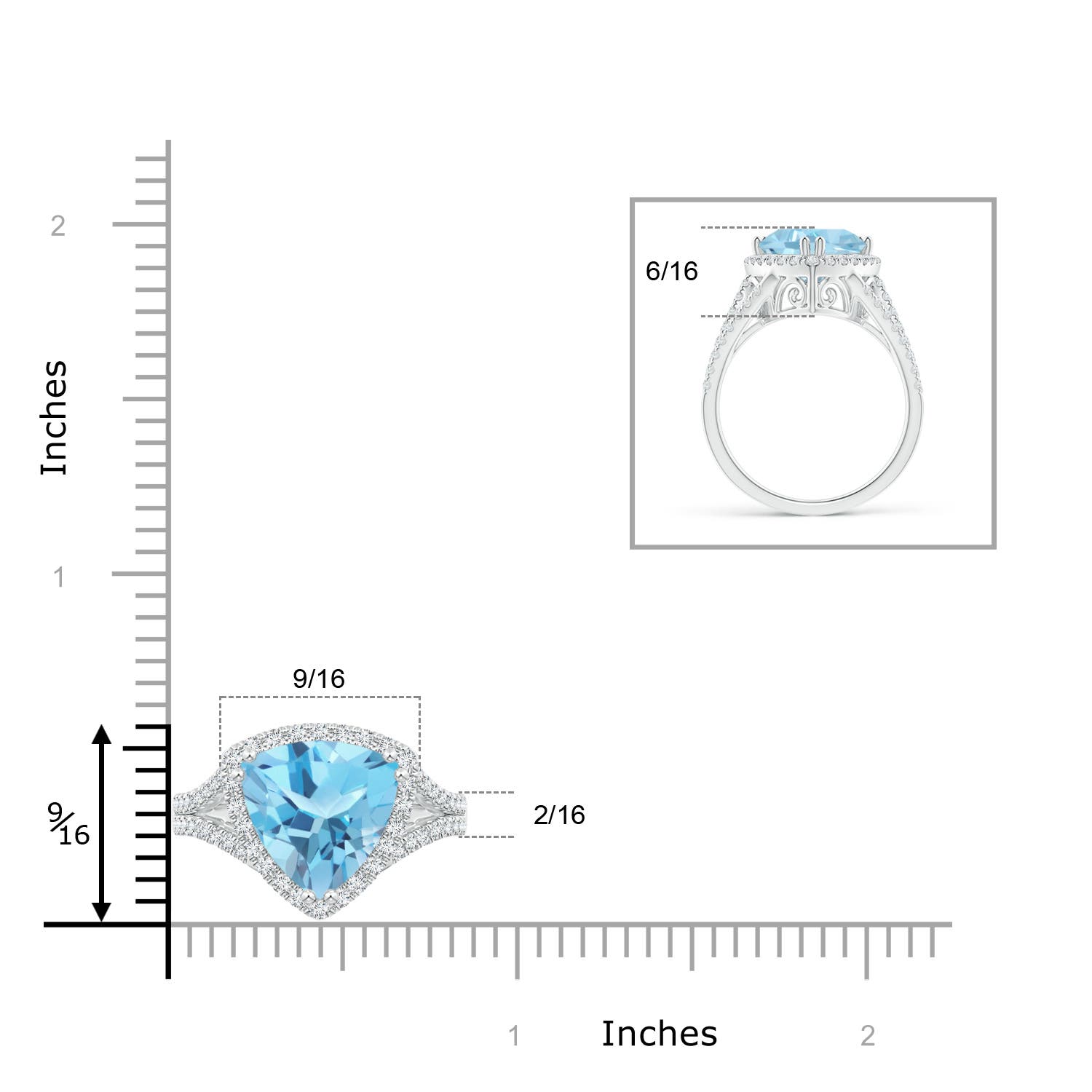 A - Swiss Blue Topaz / 6.07 CT / 14 KT White Gold