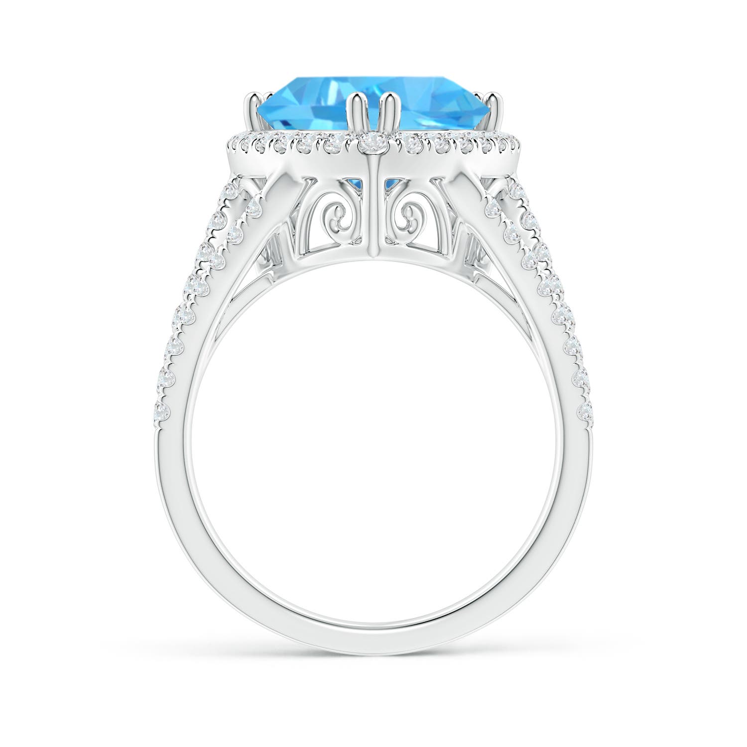 AAA - Swiss Blue Topaz / 6.07 CT / 14 KT White Gold