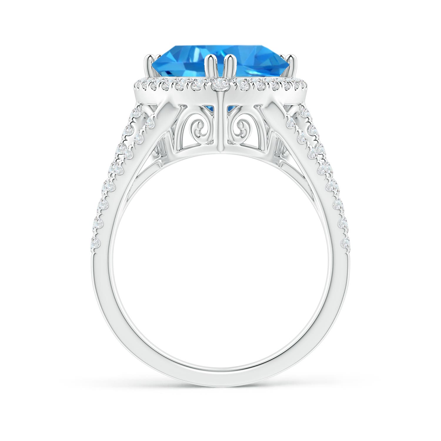 AAAA - Swiss Blue Topaz / 6.07 CT / 14 KT White Gold