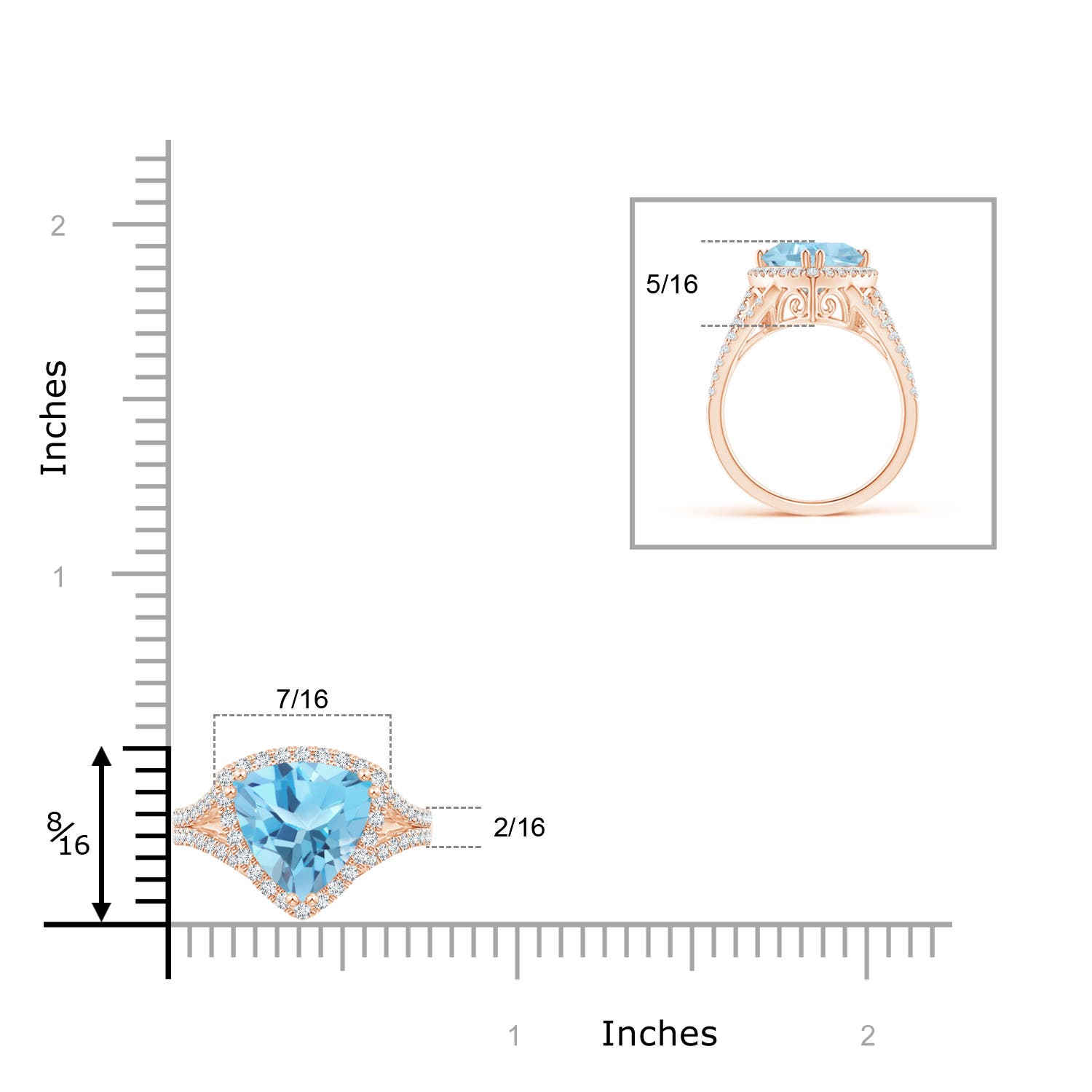 A - Swiss Blue Topaz / 3.16 CT / 14 KT Rose Gold