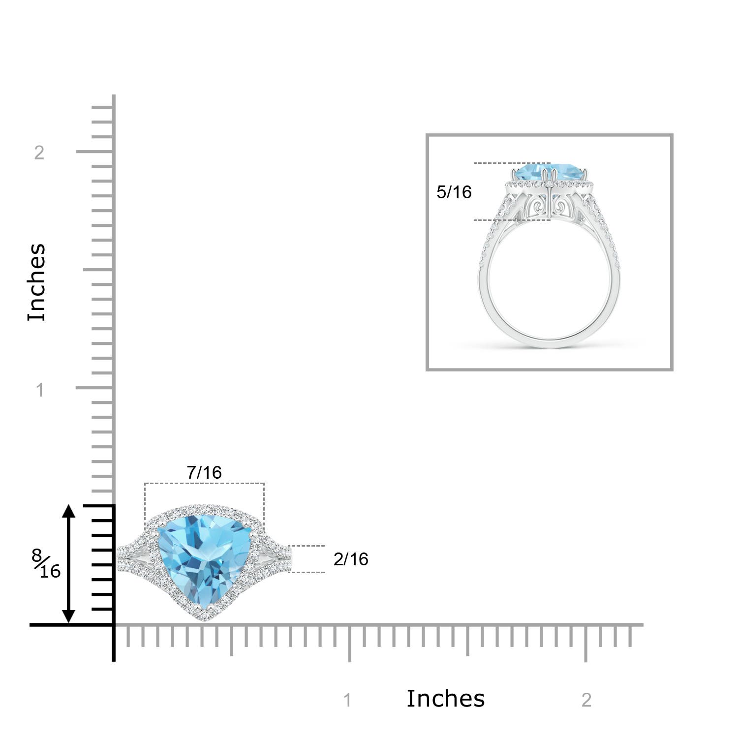 A - Swiss Blue Topaz / 3.16 CT / 14 KT White Gold