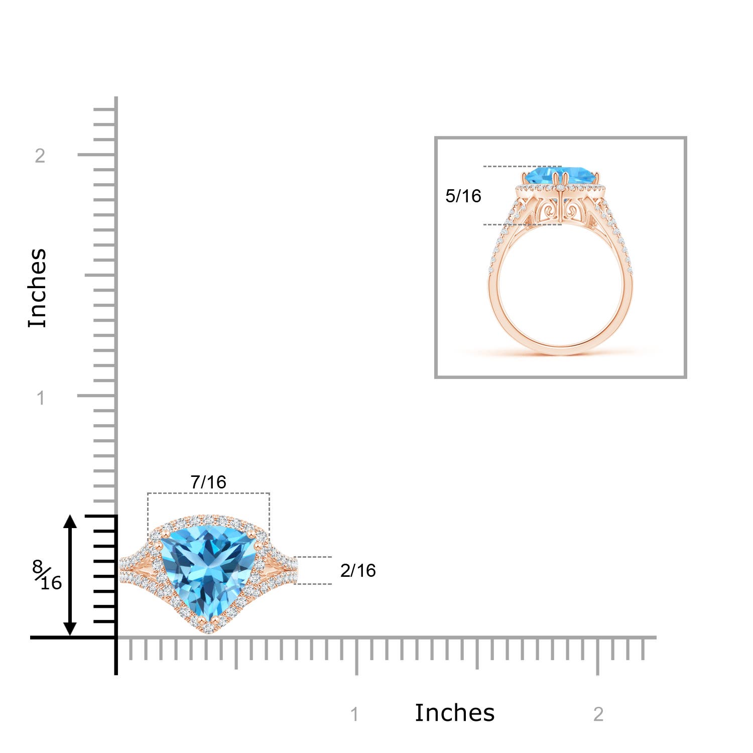 AAA - Swiss Blue Topaz / 3.16 CT / 14 KT Rose Gold