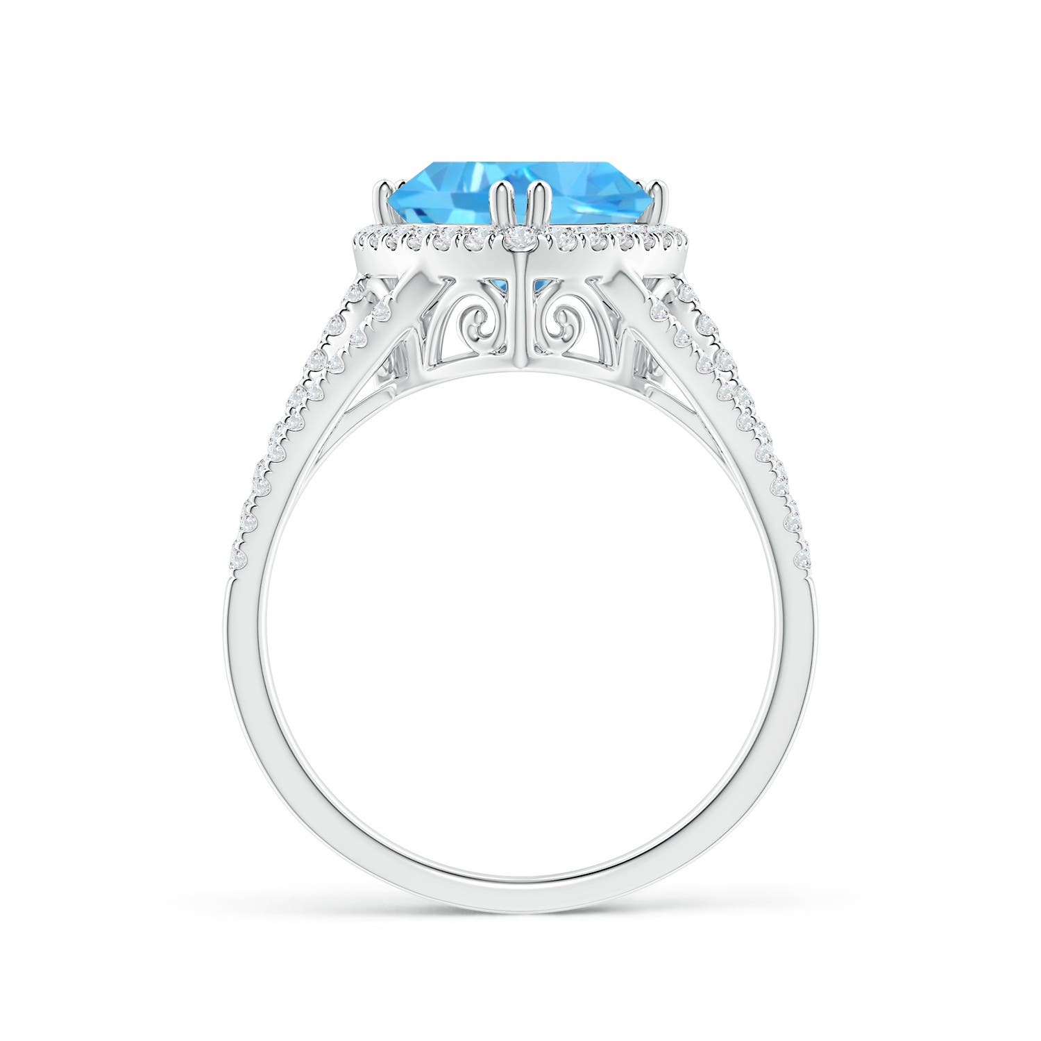 AAA - Swiss Blue Topaz / 3.16 CT / 14 KT White Gold