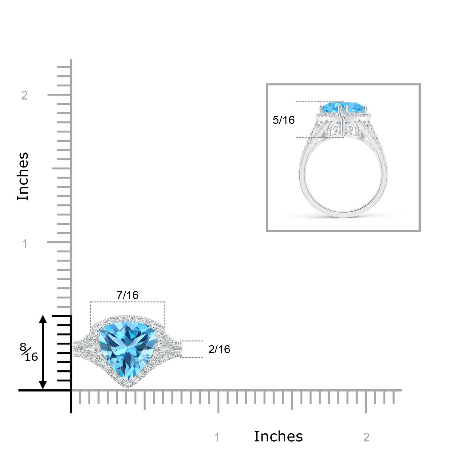 AAA - Swiss Blue Topaz / 3.16 CT / 14 KT White Gold