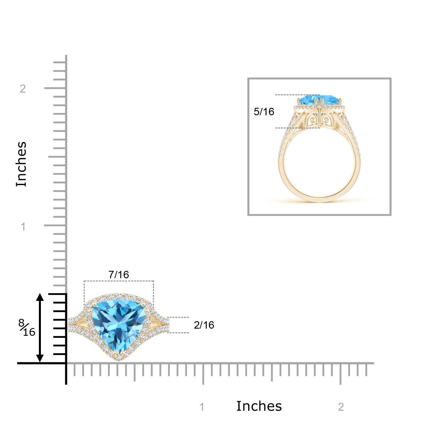 AAA - Swiss Blue Topaz / 3.16 CT / 14 KT Yellow Gold