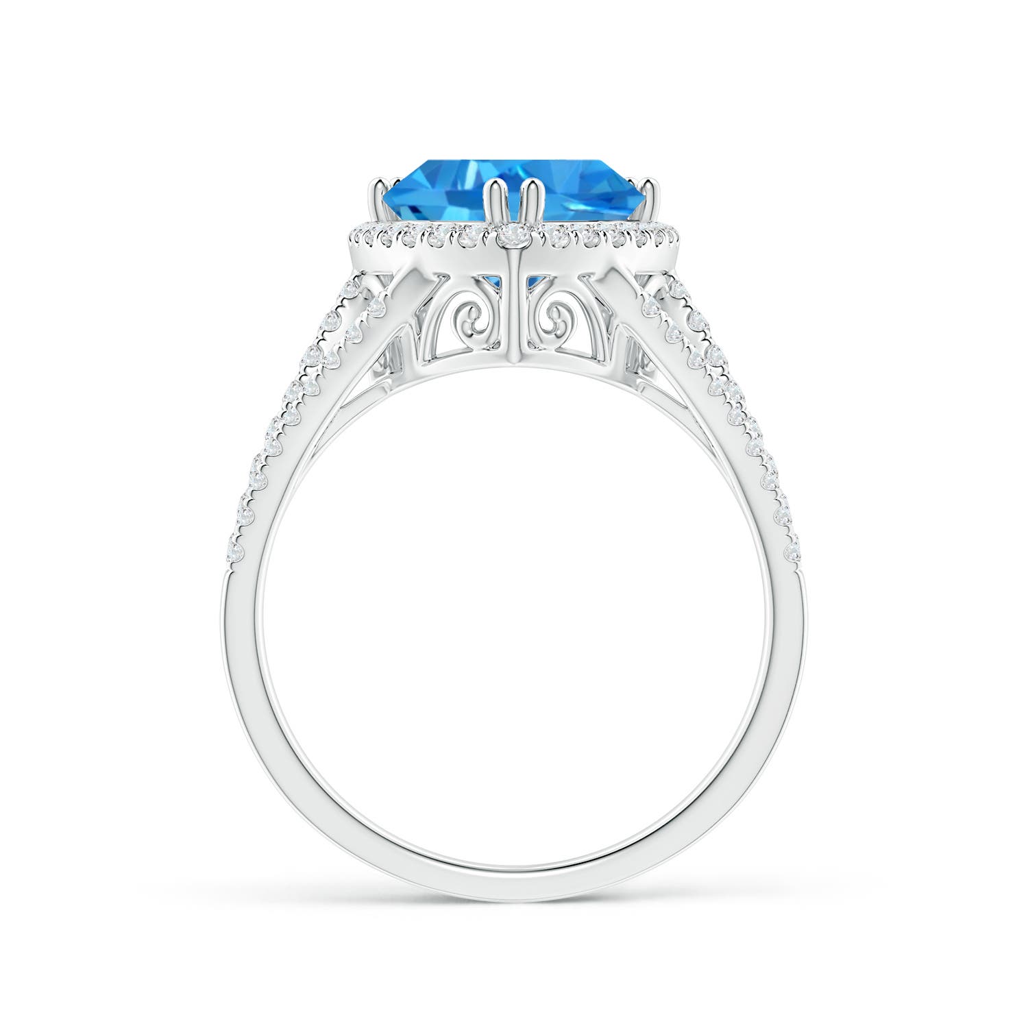 AAAA - Swiss Blue Topaz / 3.16 CT / 14 KT White Gold