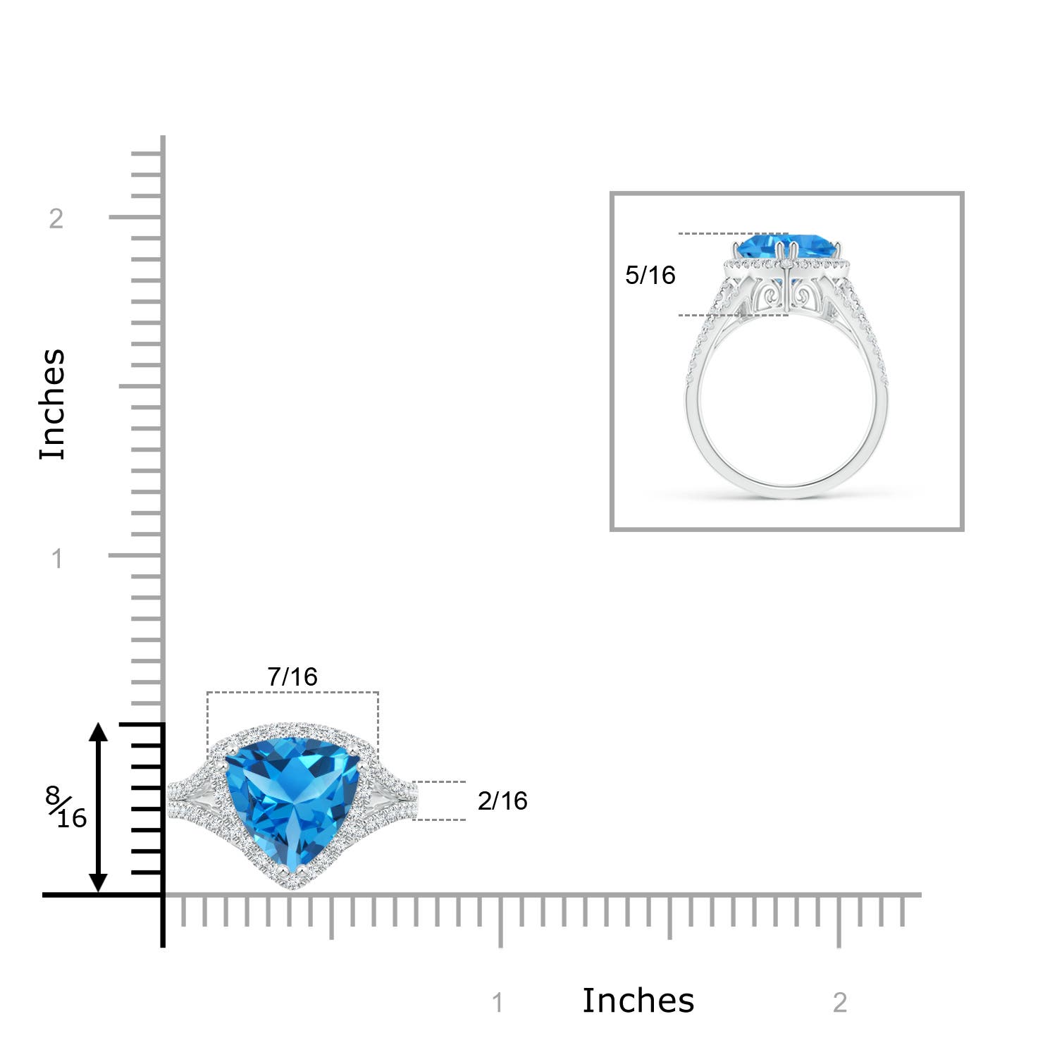 AAAA - Swiss Blue Topaz / 3.16 CT / 14 KT White Gold