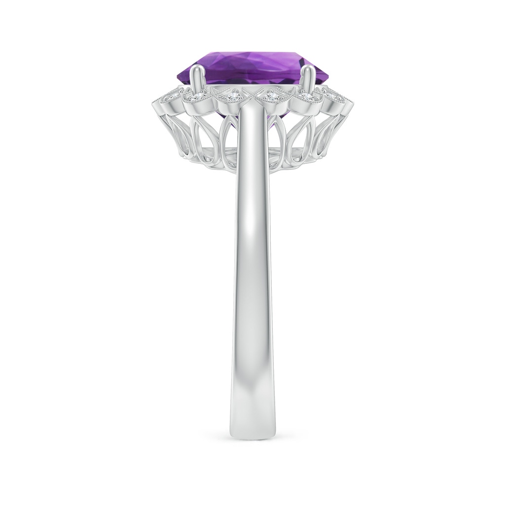 10mm AAA Amethyst Scalloped Halo Ring in White Gold Side-2