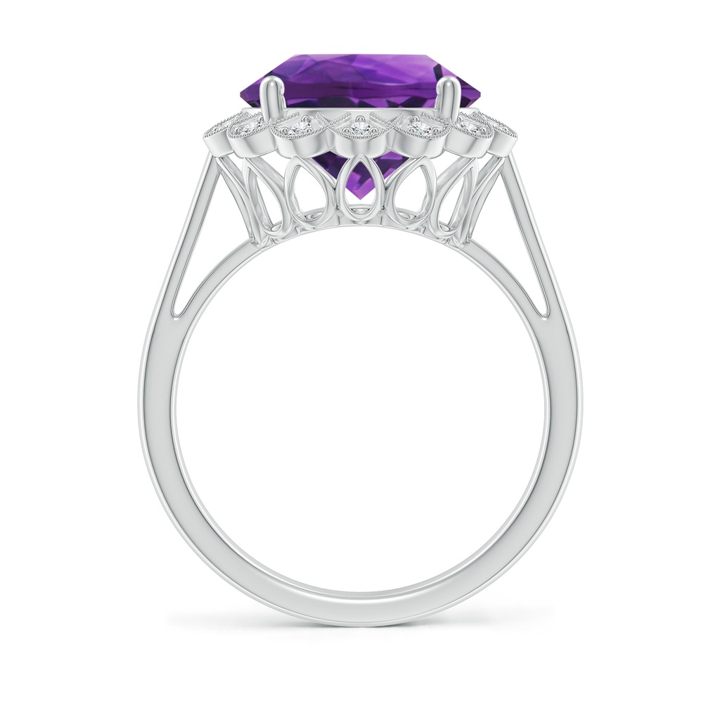 11mm AAAA Amethyst Scalloped Halo Ring in White Gold Side-1