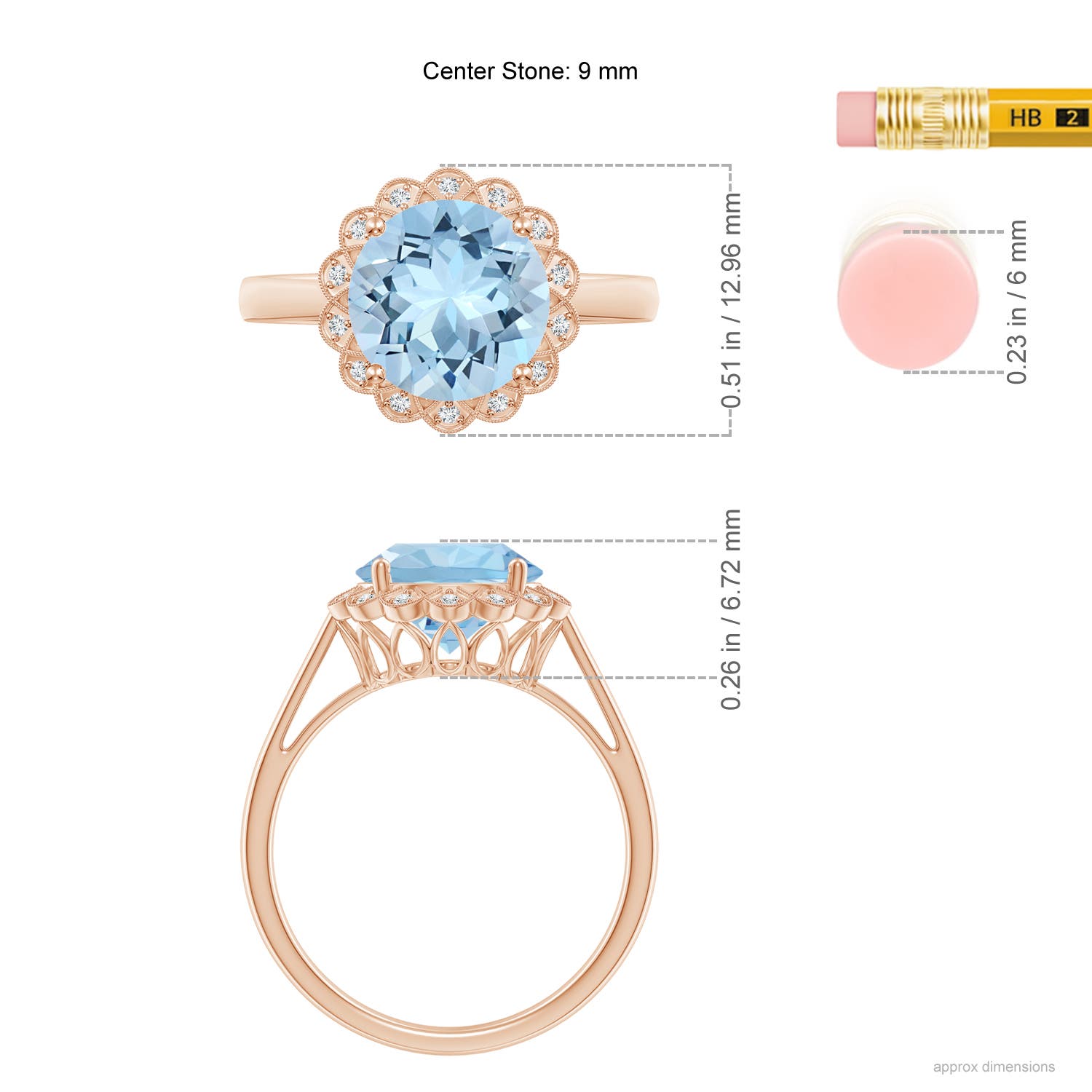 AAA - Aquamarine / 2.37 CT / 14 KT Rose Gold